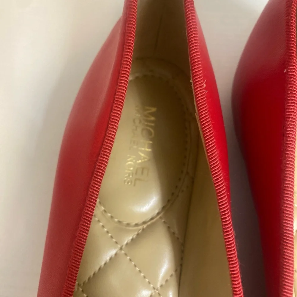 Michael Kors Cherry Red Flats with Gold Accent - Picture 4 of 10